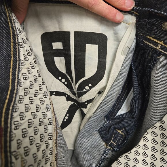 Artful Dodger Men's 36 Y2K Vintage Baggy Jeans Dark Wash Dagger Pockets Flawed - Picture 6 of 15